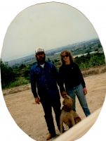 Eddie and Terri Carney with Rusty dog, HWY 152 Watsonville