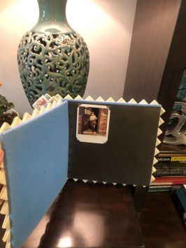 Photo album made in jail with stamps and cigarette boxes, photo of Adria 
