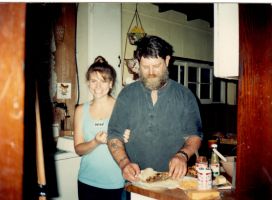 Adria and Eddie Carney cooking his favorite, burritos