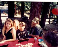 Adria, Joan, Nick, Eddie, grandma Barbara tile rummy