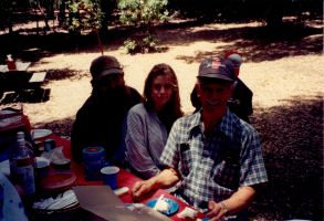 Eddie, Adria, and grandpa Jimmy Carney picnic