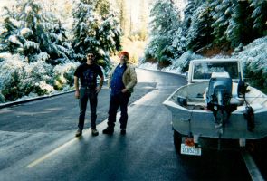 Eddie, Mark Ward winter snow fishing