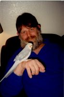 Eddie with Adria's cockatiel, Las Vegas