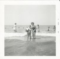 With mom, Georgia Marvell, beach day